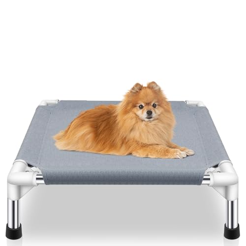 Elevated Dog Bed for Small Dogs, Outdoor Cooling Dog Bed Cot for Small Pets, Indoor Detachable...