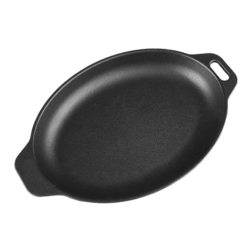 Image of Victoria 11.5-Inch Oval Cast Iron Sizzle Pan, Preseasoned Grill and Baking Pan for Fajitas and Steaks, Made in Colombia