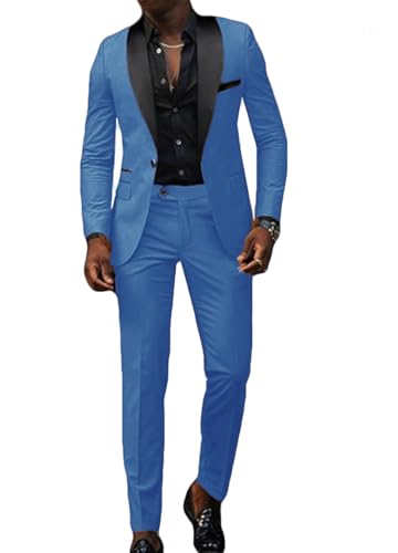 VENNYNG Men's Slim Fit Suit 2 Piece Wedding Prom Party Suit for Men Slim Dress Blazers Jacket Suit Coat Pants Trousers4