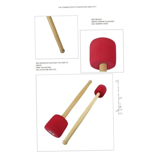 Maza grande para bombo con mango de madera y espuma roja miniatura 3