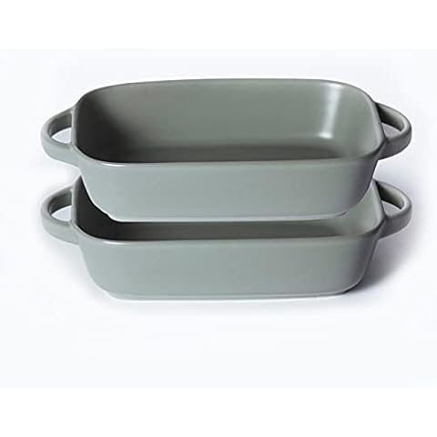 Xiteliy Ceramic Bakeware Set Small Size Baking Dish Lasagna Pans with Casserole Dish Square Pan with Double Handle (TL-BKW-7.5'', Grey) Cover