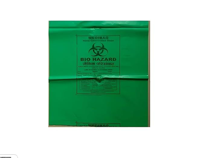 Biohazard/Bio-Medical Waste Bag | Hygiene Bio Waste Bag | Printed Garbage Bags | Green - 30X36 Inch - Pack of 10