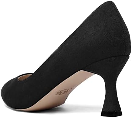 SHOWFOREST Women's Slip On Suede 2.5 Inch Wedding Pointed Toe Dress Stiletto Mid Heel Pumps Shoes Black Size 10 - Sapatos de Mujer de Tacon Bajo | Image 6