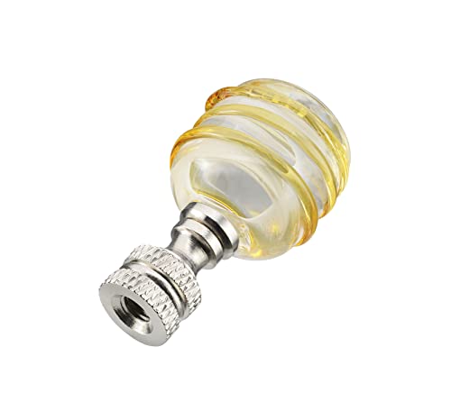 Aspen Creative 24012 Clear With Yellow Line Glass Lamp Finial In Nickel Finish, 2" Tall (1 Pack), Clear & Yellow #TOP1