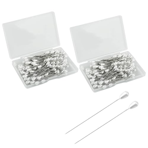 Set conveniente: contiene 200 spille da boutonniere con perle + 2 scatole trasparenti, ordinatamente disposte per un facile accesso, grande capacità per soddisfare le vostre varie esigenze di produzione artigianale.