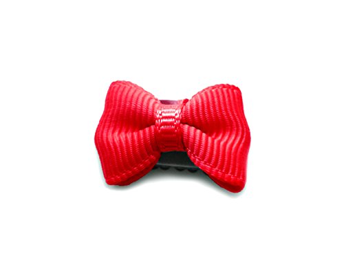 Baby Wisp Tiny Mini Latch Clip Grosgrain Bow Baby Girls Fine Hair (Red)