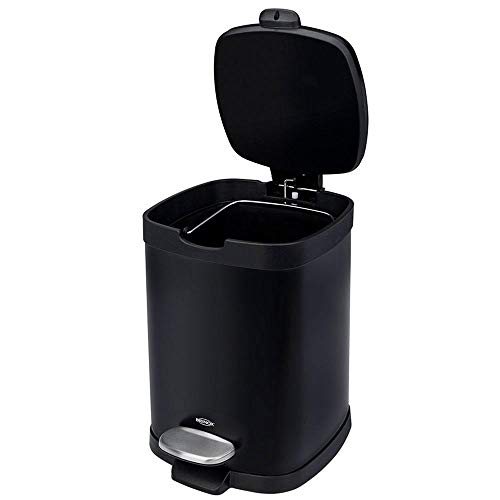 Lixeira em Aço Carbono com Pedal Inox e Balde Removível, 20L, Preto, Brinox