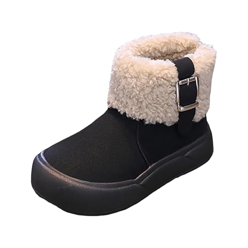 IWIHMIV Girls Short Boots Girls Thick Sole Leather Ankle Booties Thickened Soft Bottom Warm Cotton Boots With Zipper2