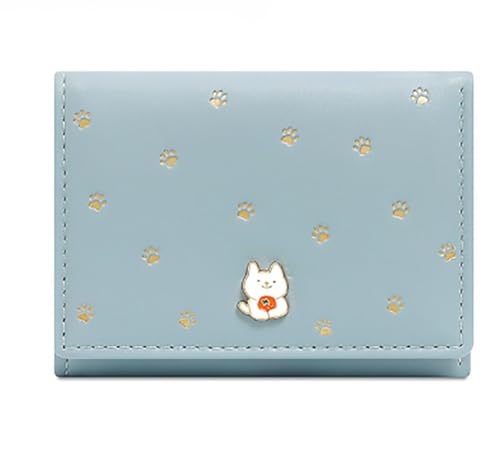 Image of INOVERA (LABEL) Cute Small Wallet for Womens & Girls - Stylish Faux Leather Tri-Fold Cash, Card Holder Hand Purse (Light Blue)