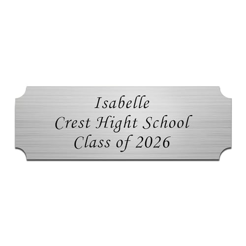 Image of Engraved Name Plates 1 inch x 3 inch Graduation Gifts Class of 2026 Custom Plaque Trophy Plates Engraved Name Plate Custom Engraved Plate Personalized Engraved Brass Plaque(Silver-1, 3x1 in)