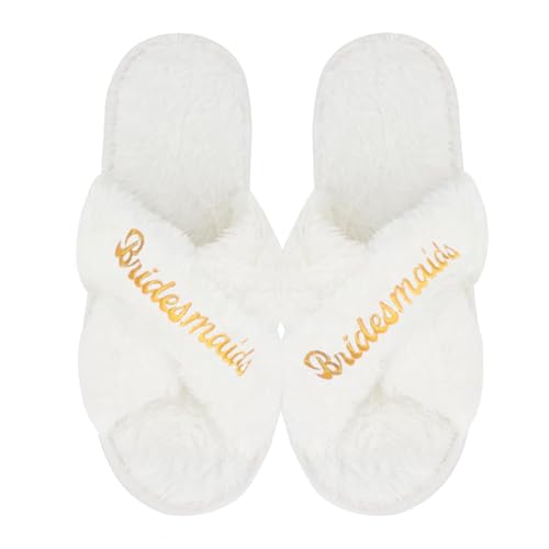 AffeGifts Zapatillas Dama de Honor, Regalos de Novia Suaves Bodazapatillas Antideslizantes con Suelas de10 Mm (Blanco, Una talla, Sistema tallas calzado EU, Adulto, Números (rango), mediano, 36, 39)