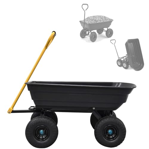 Carro de exterior con bañera abatible, transporte hasta 250 kg, carro multifuncional de 4 ruedas