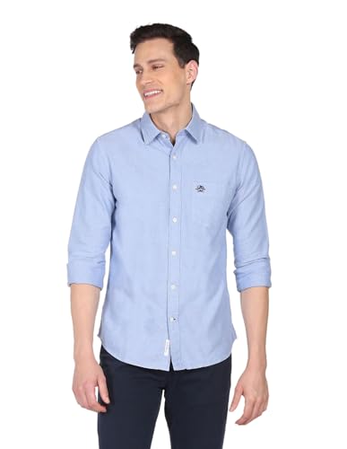 Image of U.S. Polo ASSN. Men's Solid Spread Collar Premium Cotton Oxford Tailored Fit Shirt