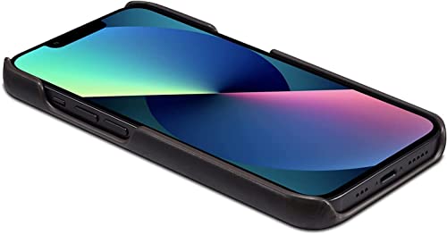 Funda de piel genuina iPhone 14 Pro negra retro resistente a impactos 5