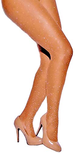 LUCKELF Women's Sexy Sparkle Rhinestone Pantyhose With Golden Silk Tights Sheer Opaque
