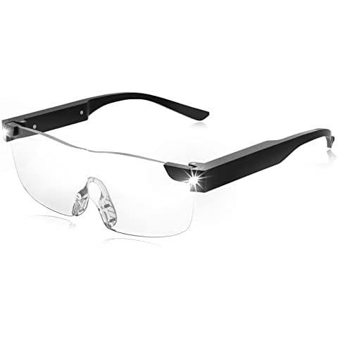 SKYWAY Magnifying Glasses with Light, 200% LED Lighted Rechargeable Magnifier Eyeglasses for Reading Hobbies and Close Work, Magnifying Glasses Hands Free Cover