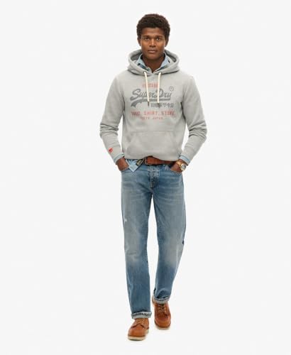 Superdry Men's Vintage Logo Heritage Relaxed Pullover Hoodie, College Grey Marl2