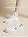 ZIXCPLAZ Y2K Star Sneakers for Women Lace Up White Casual Shoes for Spring PU Leather Trendy Platform Versatile Fashion Student Style Large Size Streetwear (6,Silver)