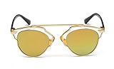GAMT Fashion Polarized Aviator Sunglasses Flat Reflective Mirrored Cateye Metal Eyewear Gold-brown