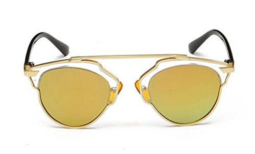 GAMT Fashion Polarized Aviator Sunglasses Flat Reflective Mirrored Cateye Metal Eyewear Gold-brown