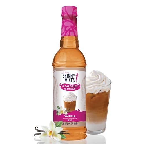 Jordan's Skinny Mixes Sugar Free Coffee Syrup, Vanilla Coffee Flavoring Syrup, Zero Calorie Drink Mix, Lattes, Baking, Protein Shake or Cocktail, Dairy & Gluten Free, Kosher, 25.4 Fl Oz