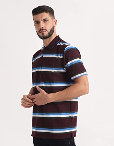 Image of INKKR Striped Men Polo Neck Half Sleeve T-Shirt