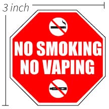 No Smoking Sign No Vaping Sticker | Stop Sign Decal for Vehicle Business or Office