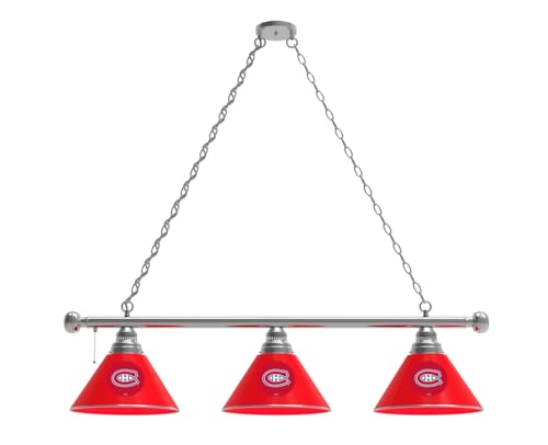 HBS Montreal Canadiens 3 Shade Billiard Light with Chrome Fixture by The Holland Bar Stool Co.