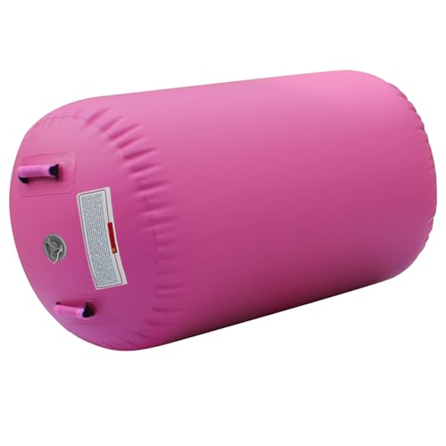 Air Roll Aufblasbare Air Barrel, Air Rolle Turnen Airtrack Rolle Gymnastik Roller Barrel Gym Luft Rollen für Gymnastikmatte Tumbling Matte Yoga Trainingsmatte (Rosa, 100 x 60 cm)