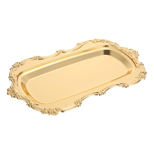 PRETYZOOM Elegant European Style Napkin Plate Metal Lace Serving Tray for Desserts Appetizer Platter