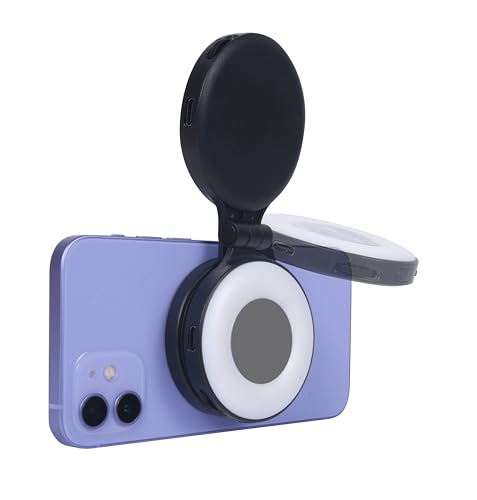 Magnetic LED Selfie Light Portable Fill Light with Sticky Ring Mount for Phones, Ideal for Selfies, Photography, TikTok Videos, Zoom Meetings, and Video Conferencing (Black)