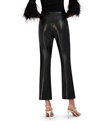 BCBGMAXAZRIA Women's Cropped Flare Leg Faux Leather Pant Functional Back Welt Pockets Trouser3