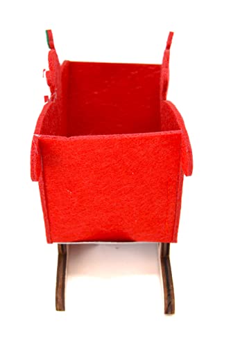 better with Friends Sleigh Felt. Santa Claus Reindeer Cart Stand Happy Sweet Small Gifts Nativity Decoration 22cm 15cm 8cm Handmade Wood - Image 3