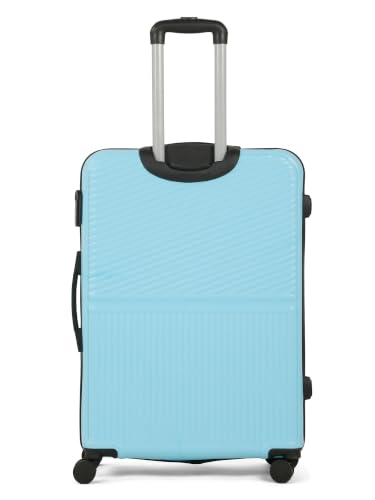 Image of Teakwood Large Size 8 Wheels Trolley Bag, Hard Cabin with Zipper Closure, Adjustable Push Button & Cross Side Strap, Number Lock System 360 Degree (Large, Sky Blue)