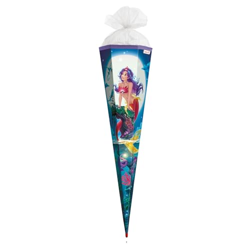 Cornet surprise sirène 85 cm carré fermeture tulle pour cadeau de rentrée scolaire