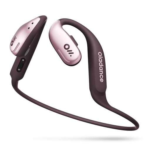 Oladance OWS - Auriculares deportivos de oreja abierta, ajuste cómodo y estable, batería de 15 horas de duración, IPX8 impermeable, cancelación de ruido, audio nítido, conexión Bluetooth multipunto