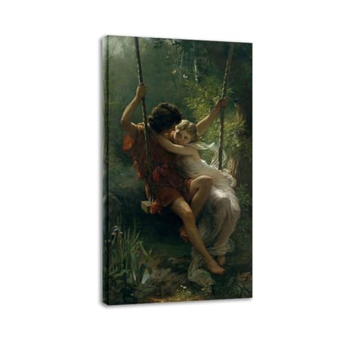 Tableau Printemps reproduction de peinture à l'huile sur toile encadrée 50x85 cm