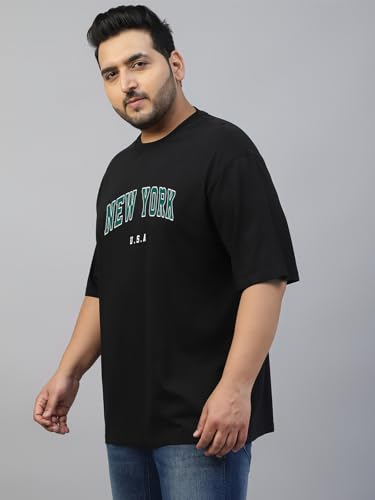Image of Veirdo Men's Cotton Half Sleeve Plus Size Printed T-Shirts with NY & USA Designs, Stylish Comfortable & Durable Tees, Available in 2XL to 5XL Sizes