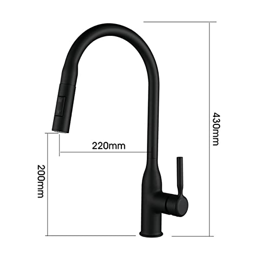 Robinet d'évier de cuisine 2 types de modes de sortie d'eau noir