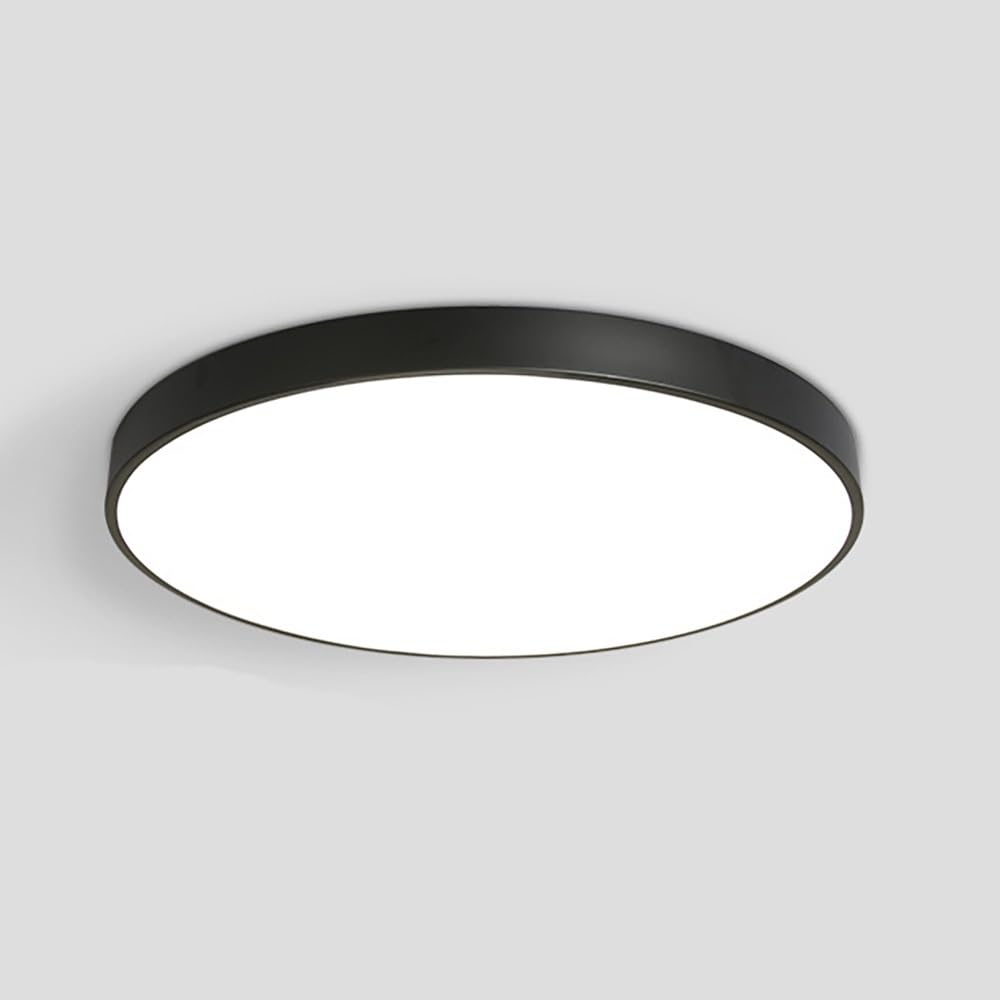 COSRUB Ultra Thin Round Flat Panel Lights, Minimalist Dimmable LED Ceiling Lamps Modern Colorful Iron Flush Mount Ceiling Light for Bedroom Study Entryway(Black,60cm/23.62in)