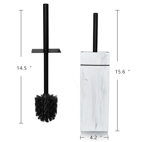 Image of Black Line Design Resin Toilet Bowl Holder and Brush Set, Stylish Bathroom Cleaning Tool with Durable Bristles, Compact and Functional