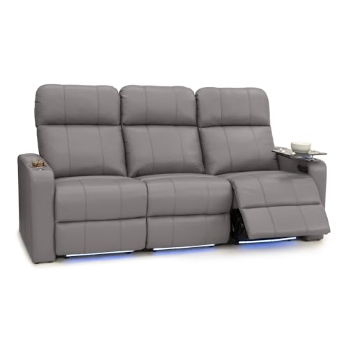 Image of Seatcraft Monterey Home Theater Seating Gray Row of 3 Sofa