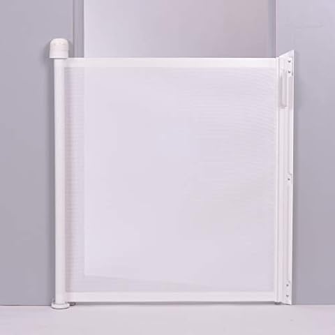 Lascal KiddyGuard Assure, Space-Saving Kid and Baby Stairs Gate with Effective Design, Roll-Up Net Baby Gate, Safety Gate up to 100 cm Wide, White Cover