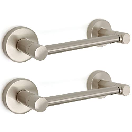 Fixsen Toilet Paper Holder Bathroom Double Post Pivoting Tissue Roll Holder Stainless Steel and Zinc Alloy Wall Mount Detachable (Brushed Nickel 2PC, 1)