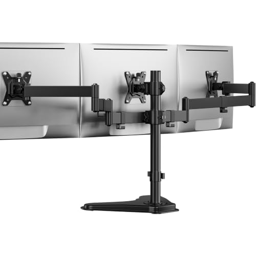 Image of HUANUO Triple Monitor Stand for 13-27 Inch Screens, 3 Monitor Mount