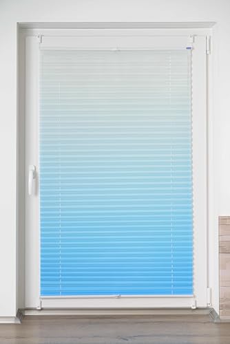 Store plissé contre le vis-à-vis bleu glacé 115 cm installation rapide