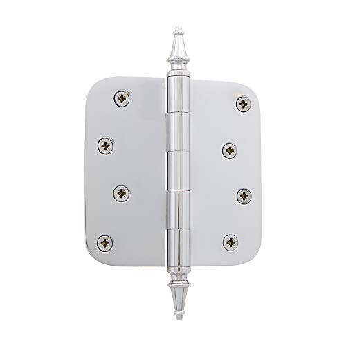 Image of Nostalgic Warehouse 746085 4 inch Steeple Tip Residential 5 /8 inch Radius Corners Door Hinge, Bright Chrome