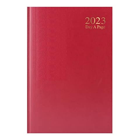 2023 A4 Day a Page Diary Hardback Case bound - Burgundy Cover
