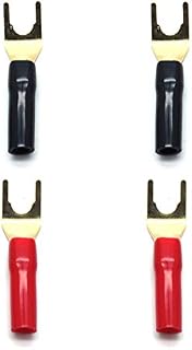 Dasunny 2 Pairs Spade Plug Speaker Fork Lugs Crimp Connector for 6-10 AWG