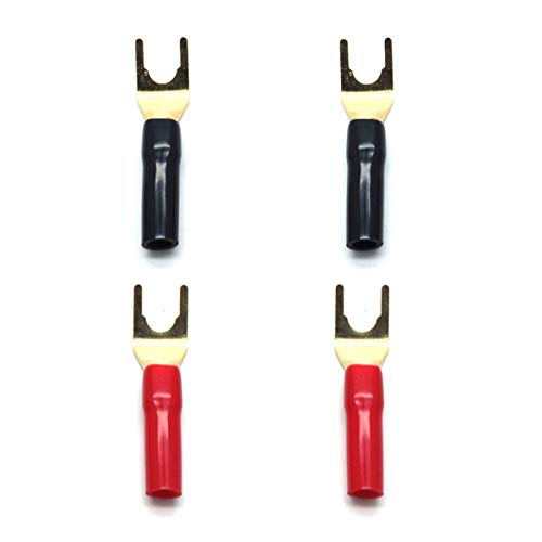 Dasunny 2 Pairs Spade Plug Speaker Fork Lugs Crimp Connector for 6-10 AWG